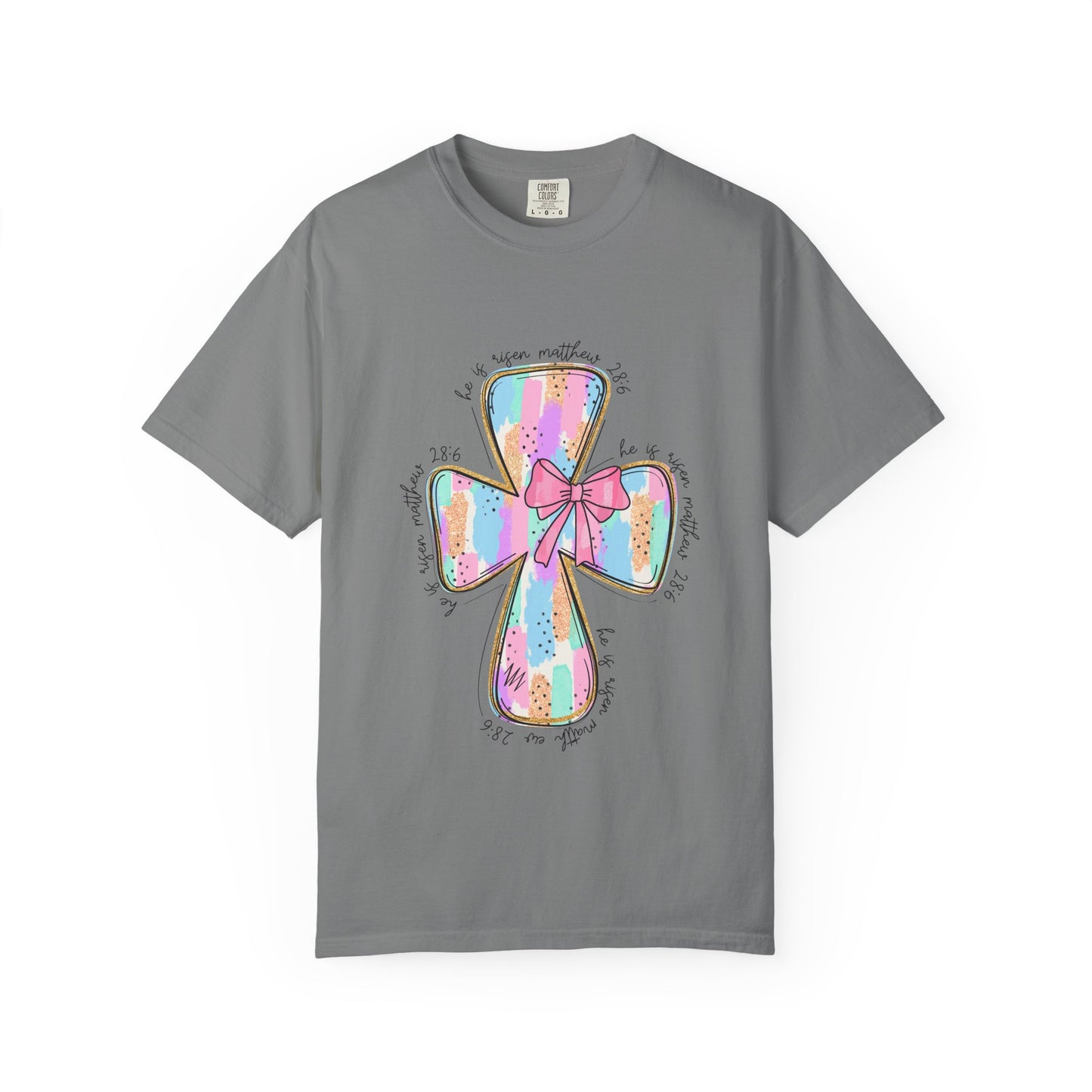 Pastel Cross T-Shirt with Bow — Faith Graphic Tee