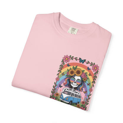Day of the Dead VW Bus T-Shirt — Sugar Skull, Sunflower & Rainbow Hippie Tee