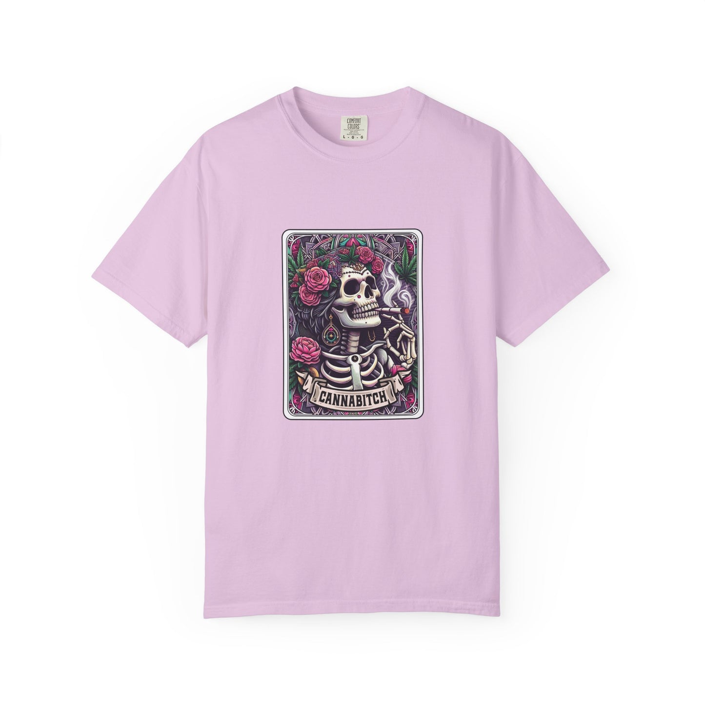T‑Shirt — 'Cannabitch' Skull & Roses Graphic Tee