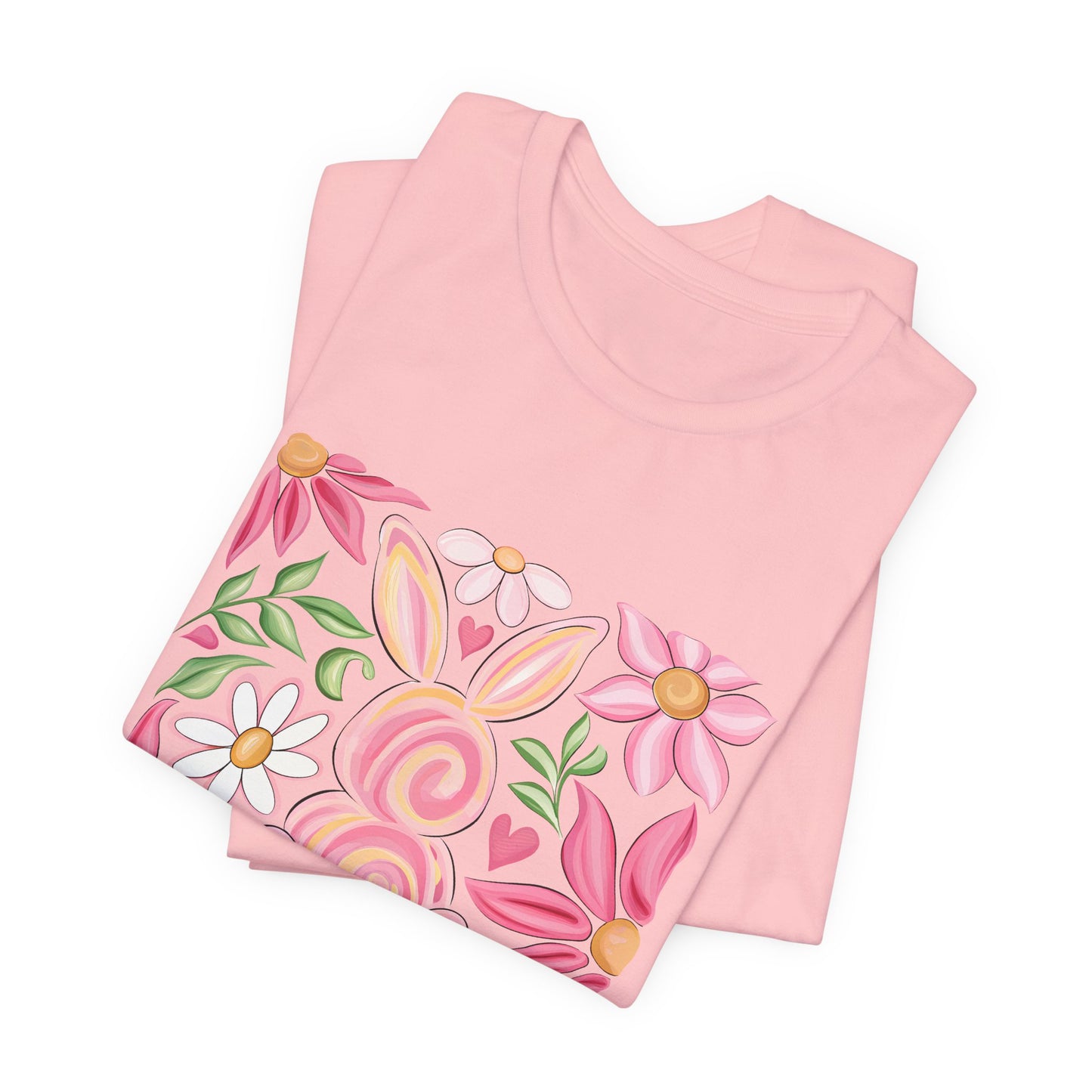 Easter Floral Bunny T-Shirt — "Happy Easter" Pastel Spring Tee