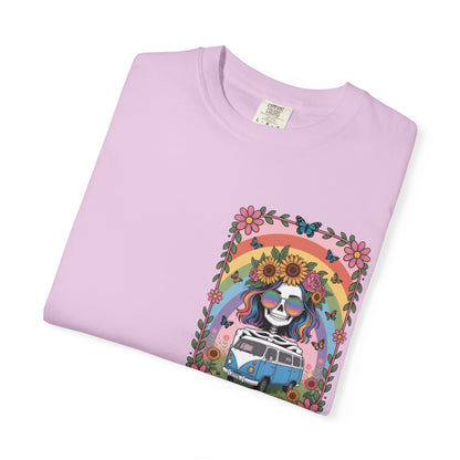 Day of the Dead VW Bus T-Shirt — Sugar Skull, Sunflower & Rainbow Hippie Tee