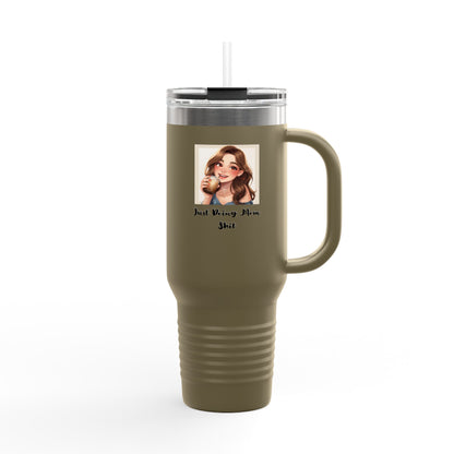 40oz Insulated Travel Mug – “Just Doing Mom Shit”
