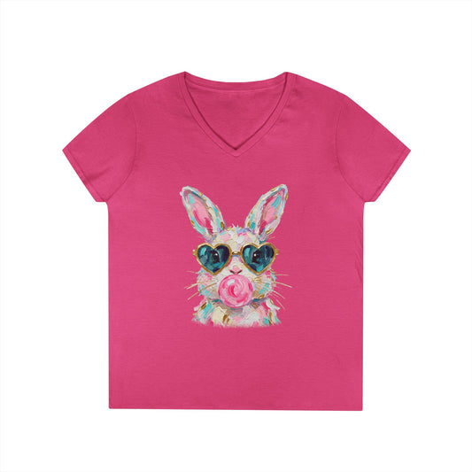 Bunny with Sunglasses V-Neck Tee