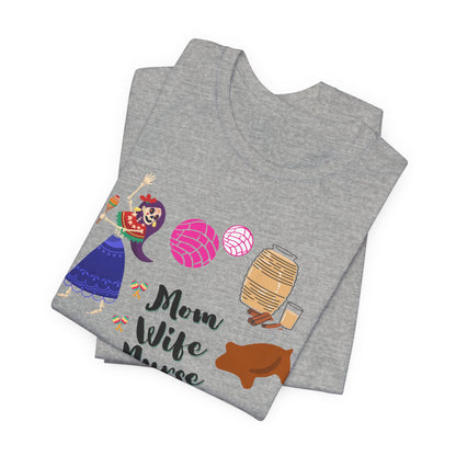 Mom Wife Nurse T‑Shirt — Cute Nurse Life Graphic Tee