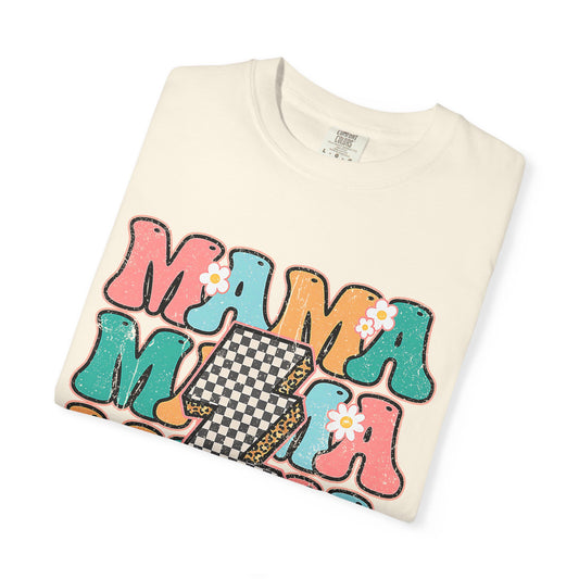Mama Lightning Retro Graphic T-Shirt — Colorful Vintage 'MAMA' Design