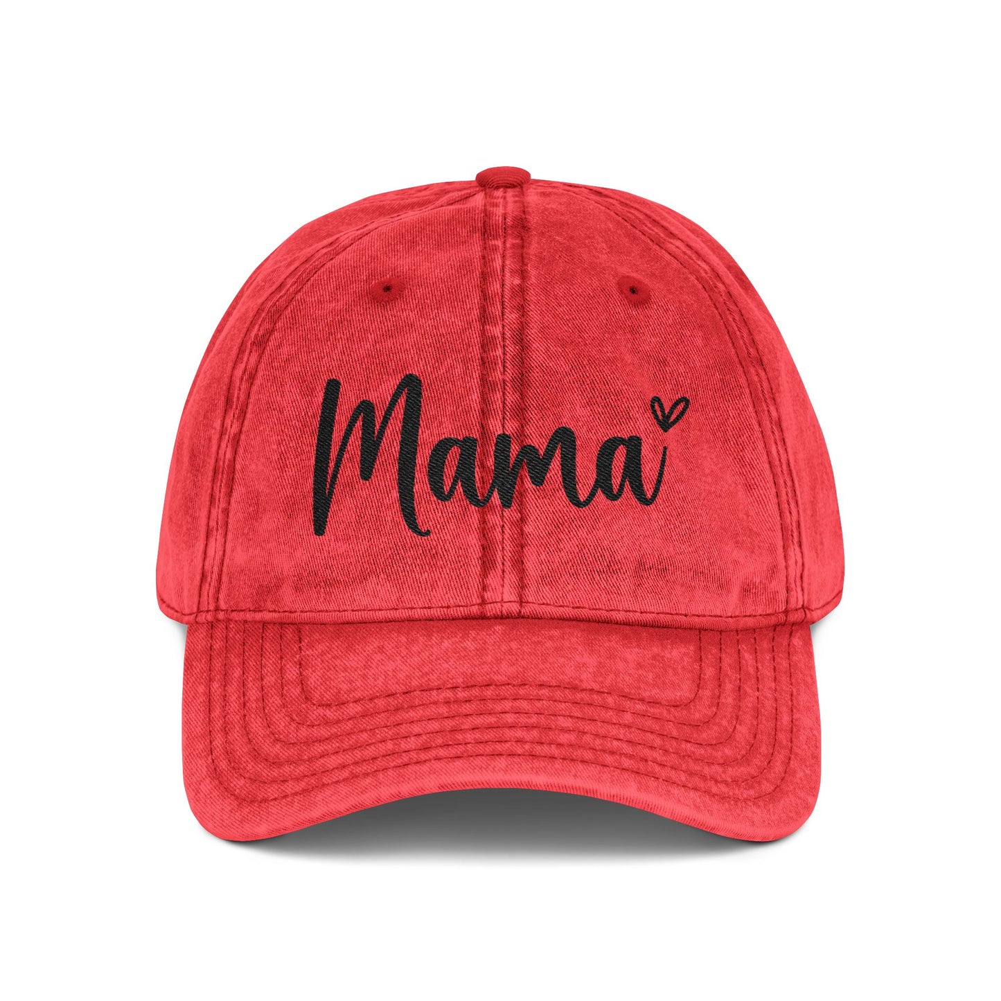 Mama Embroidered Vintage Cap — Distressed Red Baseball Hat for Mother's Day