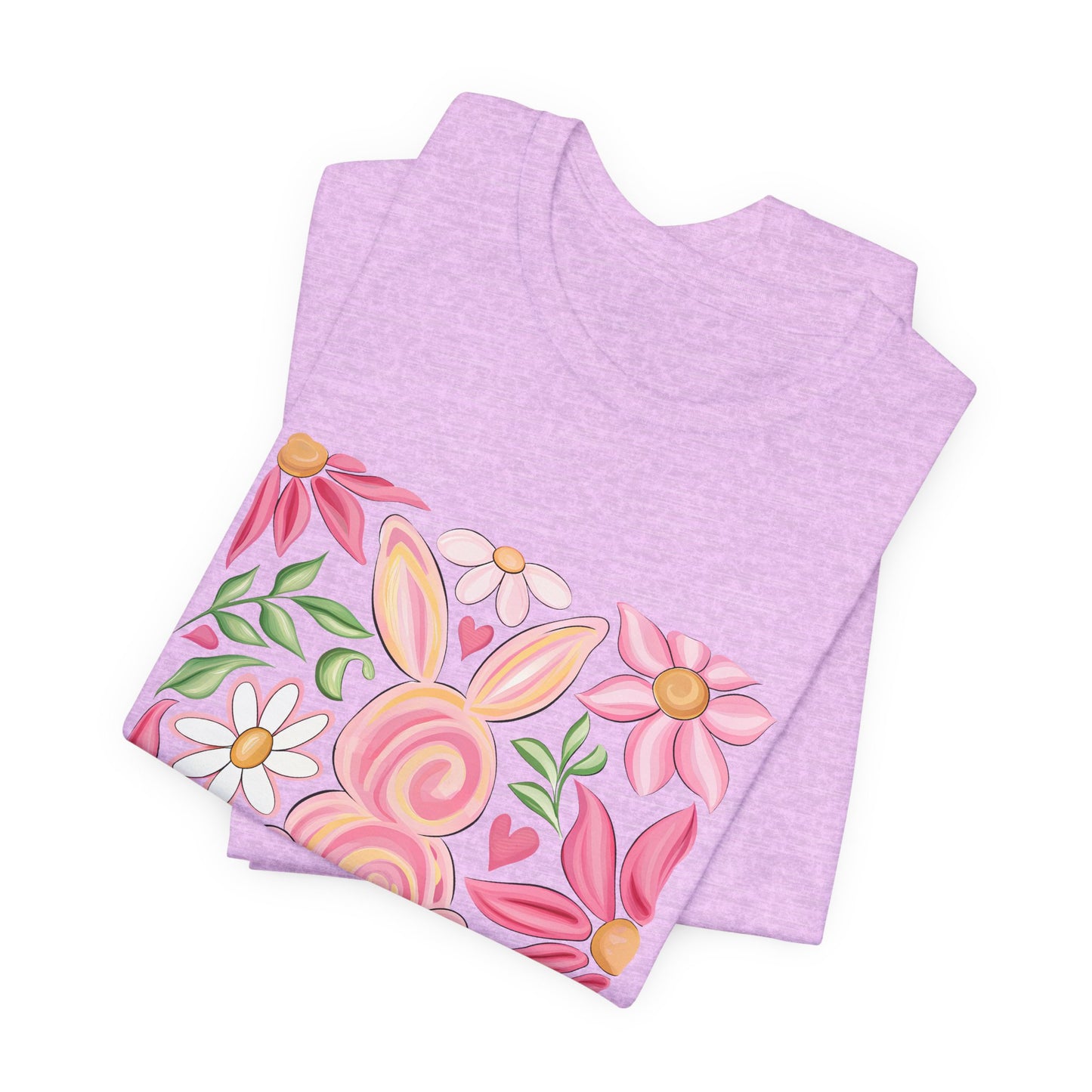 Easter Floral Bunny T-Shirt — "Happy Easter" Pastel Spring Tee