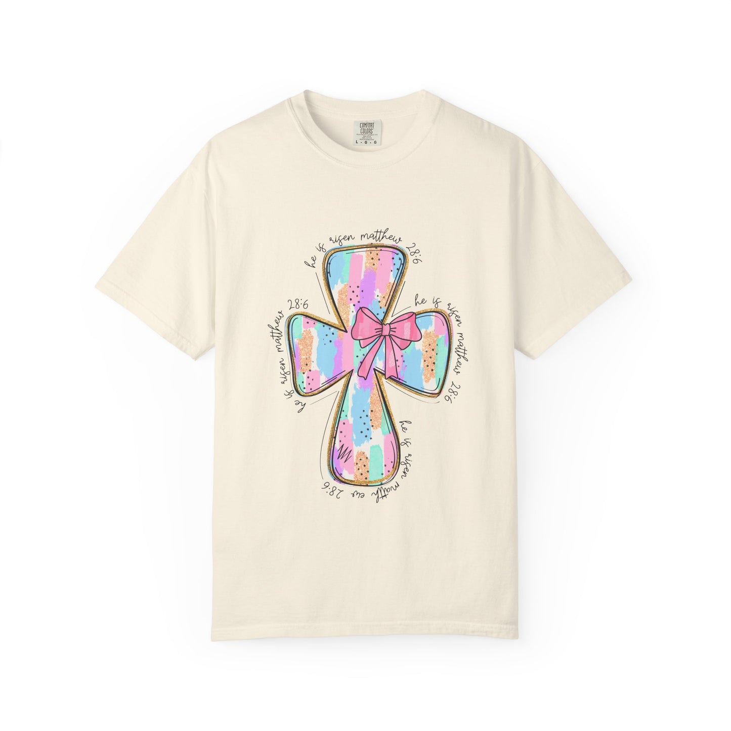 Pastel Cross T-Shirt with Bow — Faith Graphic Tee