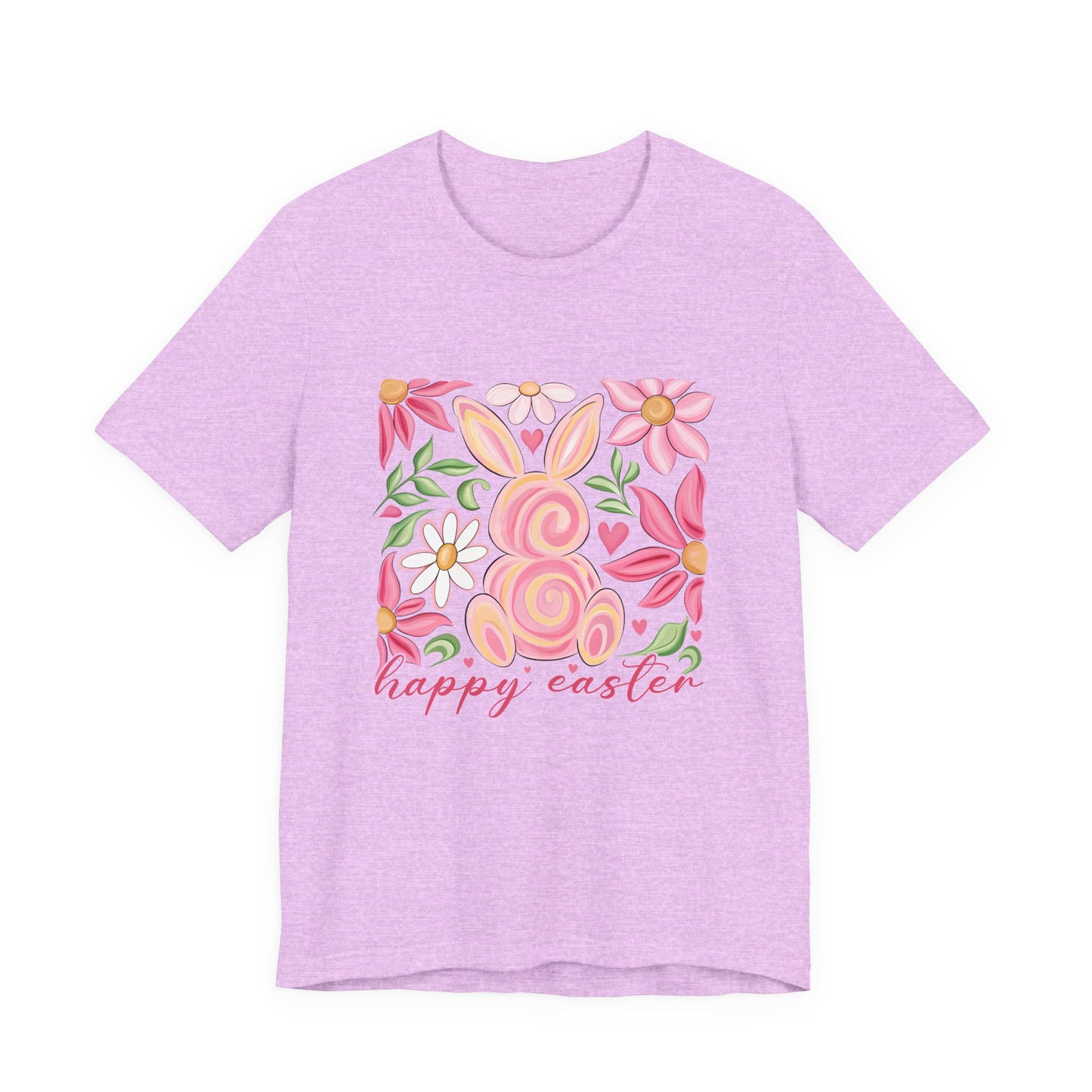 Easter Floral Bunny T-Shirt — "Happy Easter" Pastel Spring Tee