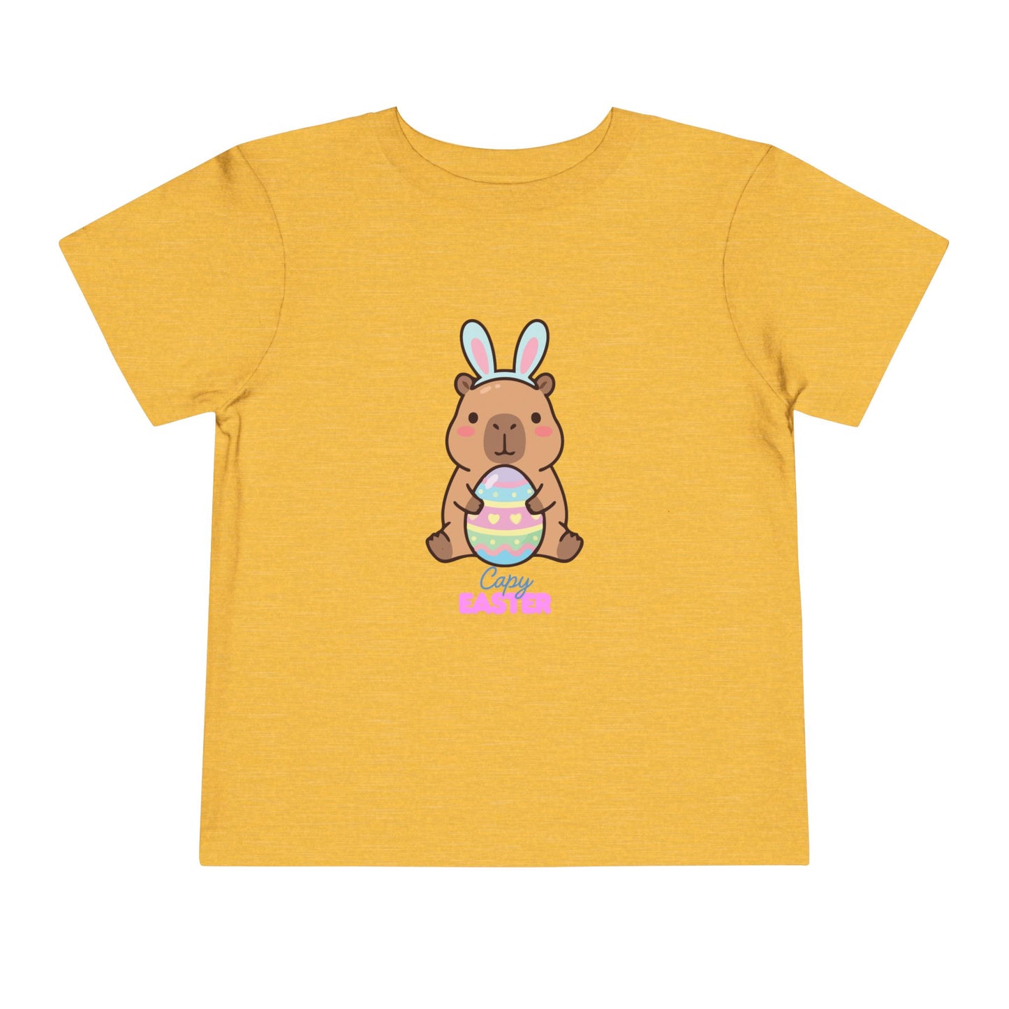 Toddler Tee — Cute Capybara Holding Easter Egg | "Happy Easter" Kids Shirt