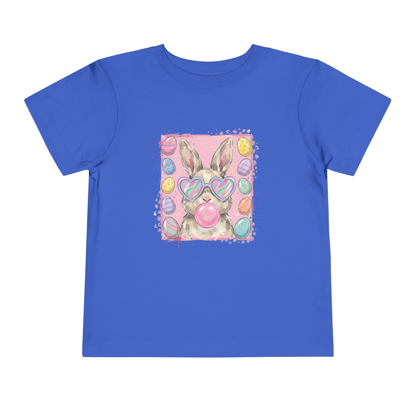 Toddler Tee — Pastel Bunny with Heart Sunglasses & Bubbles Cute Kids Shirt