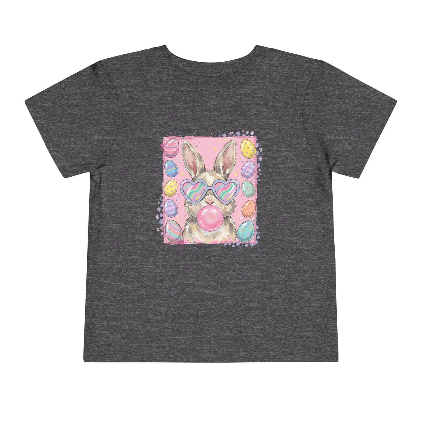 Toddler Tee — Pastel Bunny with Heart Sunglasses & Bubbles Cute Kids Shirt