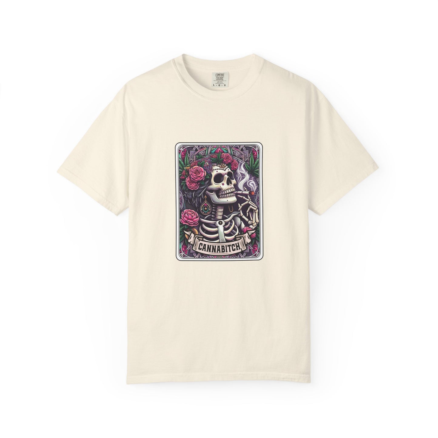 T‑Shirt — 'Cannabitch' Skull & Roses Graphic Tee