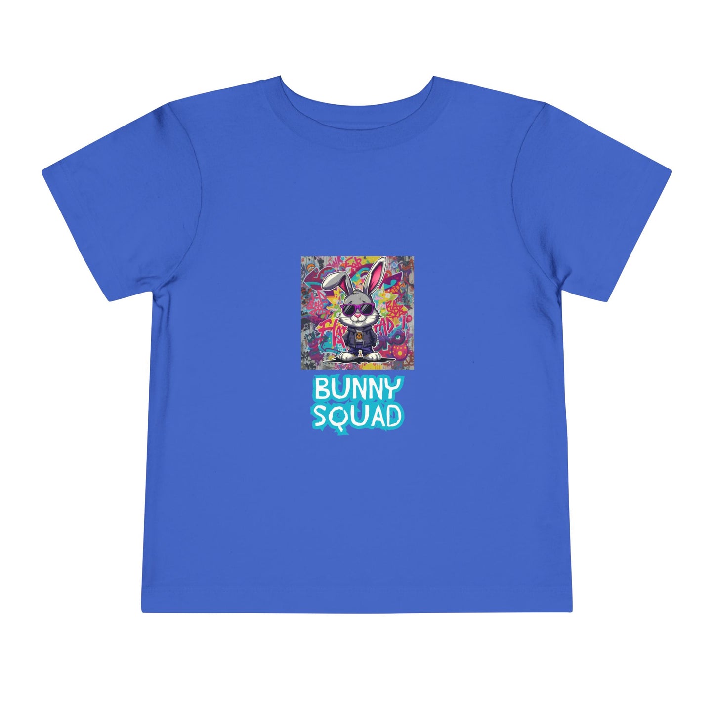 Toddler Tee — Colorful 'Bunny Squad' Graphic Shirt