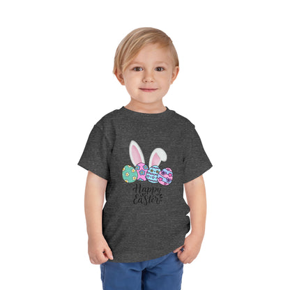 Toddler Tee - Happy Easter Bunny Ears & Colorful Eggs