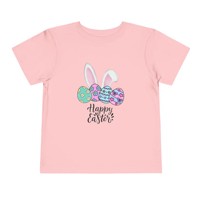 Toddler Tee - Happy Easter Bunny Ears & Colorful Eggs
