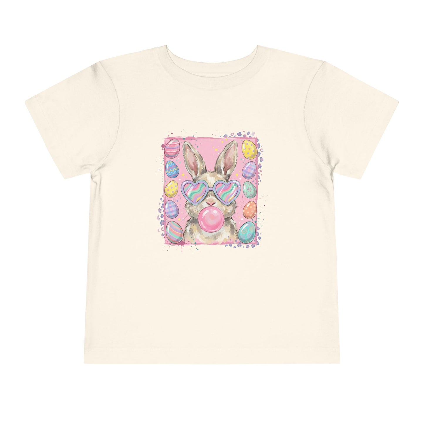 Toddler Tee — Pastel Bunny with Heart Sunglasses & Bubbles Cute Kids Shirt