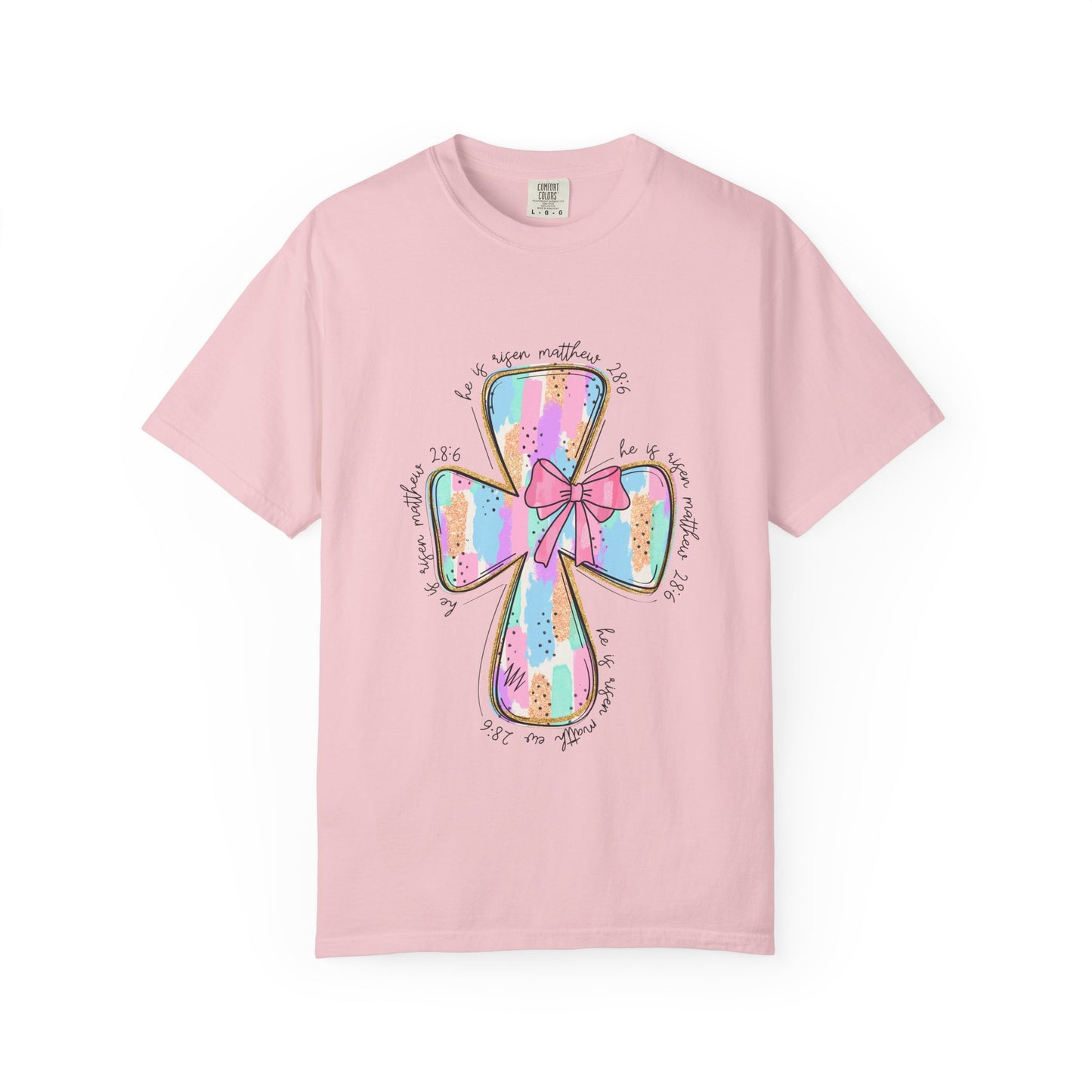 Pastel Cross T-Shirt with Bow — Faith Graphic Tee