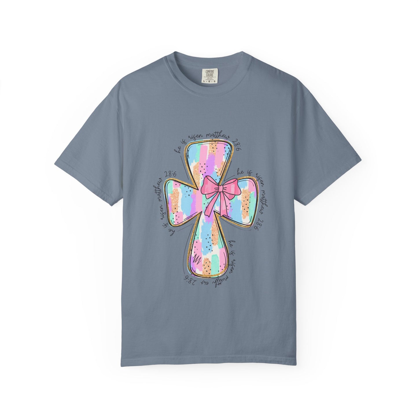 Pastel Cross T-Shirt with Bow — Faith Graphic Tee