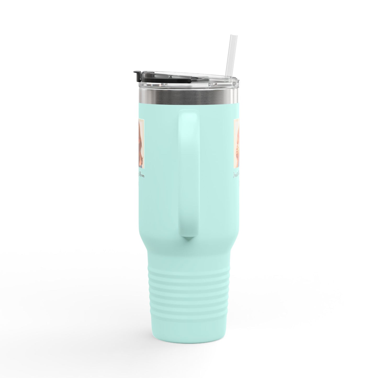 40oz Insulated Travel Mug – “Just Doing Mom Shit”
