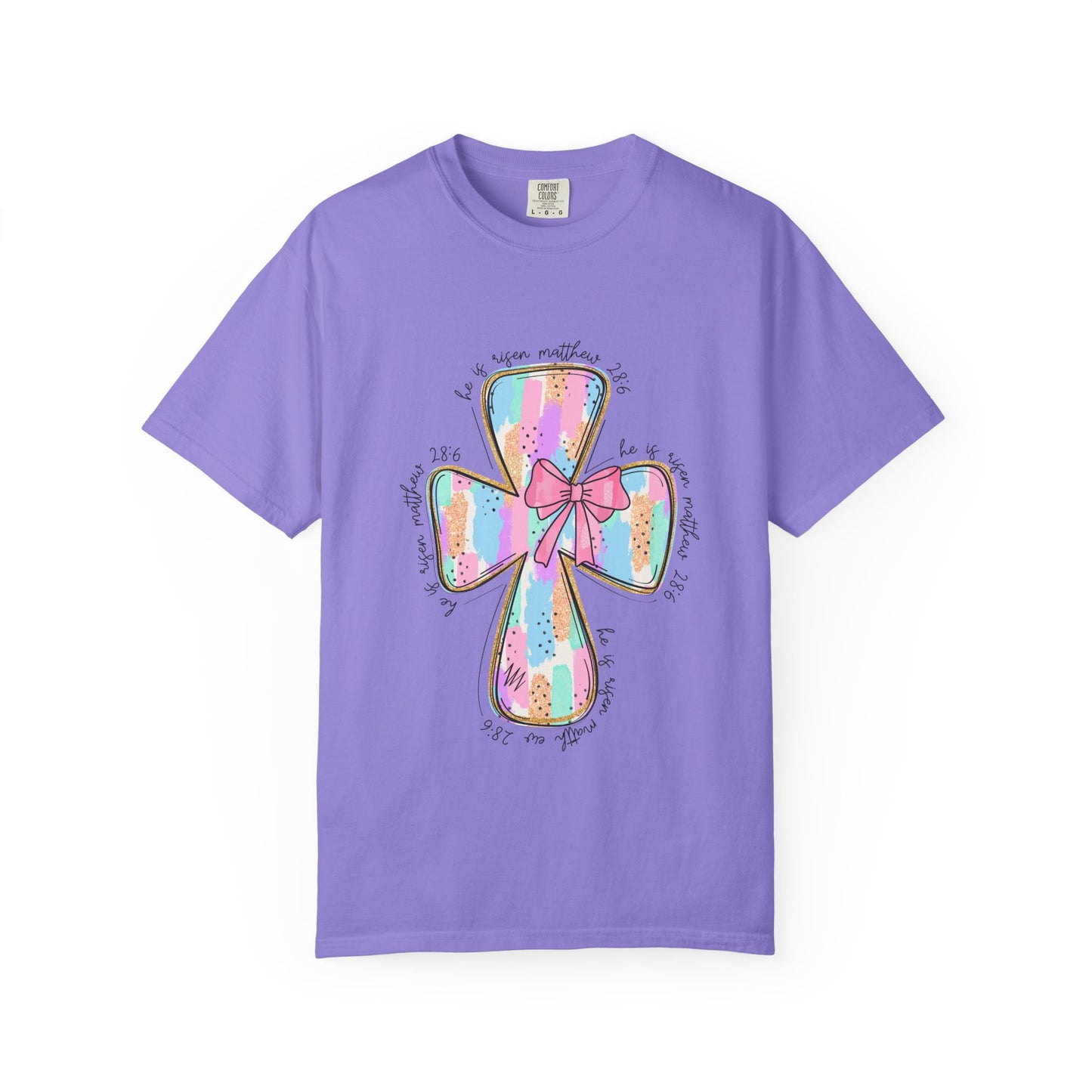 Pastel Cross T-Shirt with Bow — Faith Graphic Tee