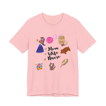 Mom Wife Nurse T‑Shirt — Cute Nurse Life Graphic Tee