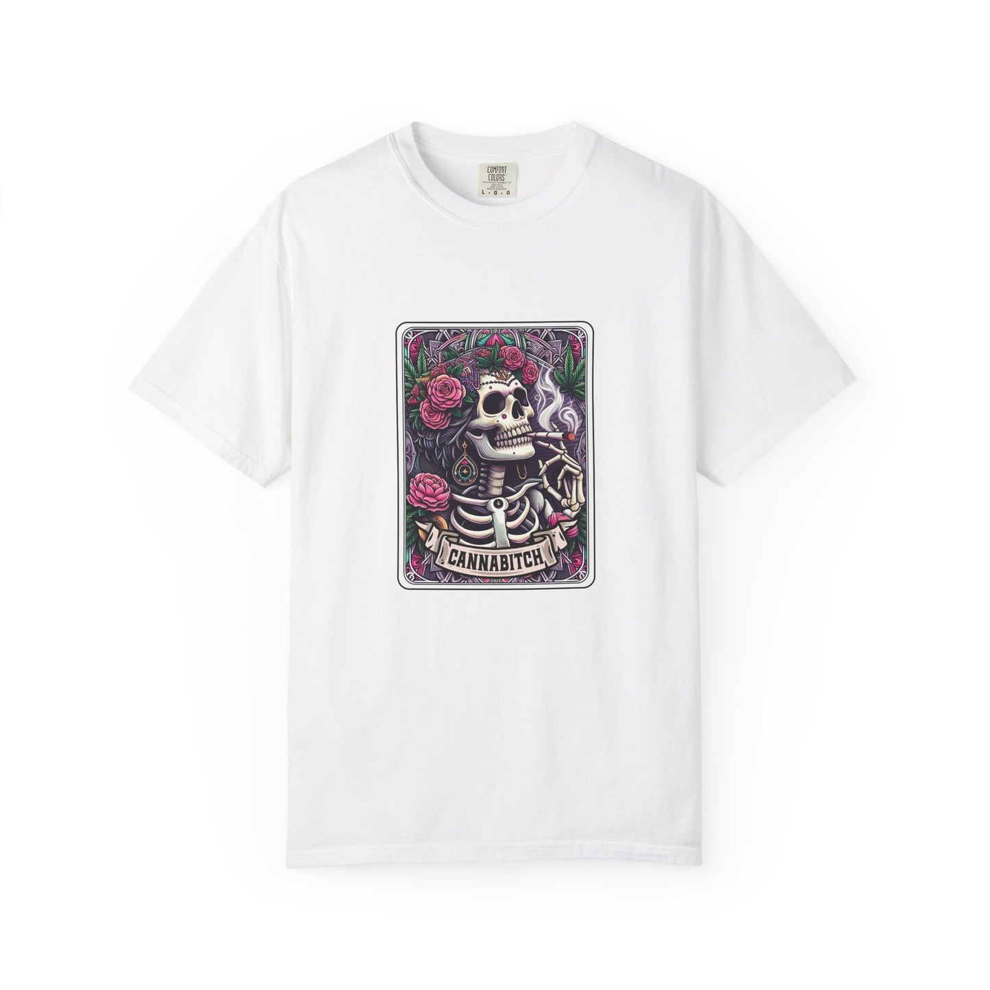 T‑Shirt — 'Cannabitch' Skull & Roses Graphic Tee