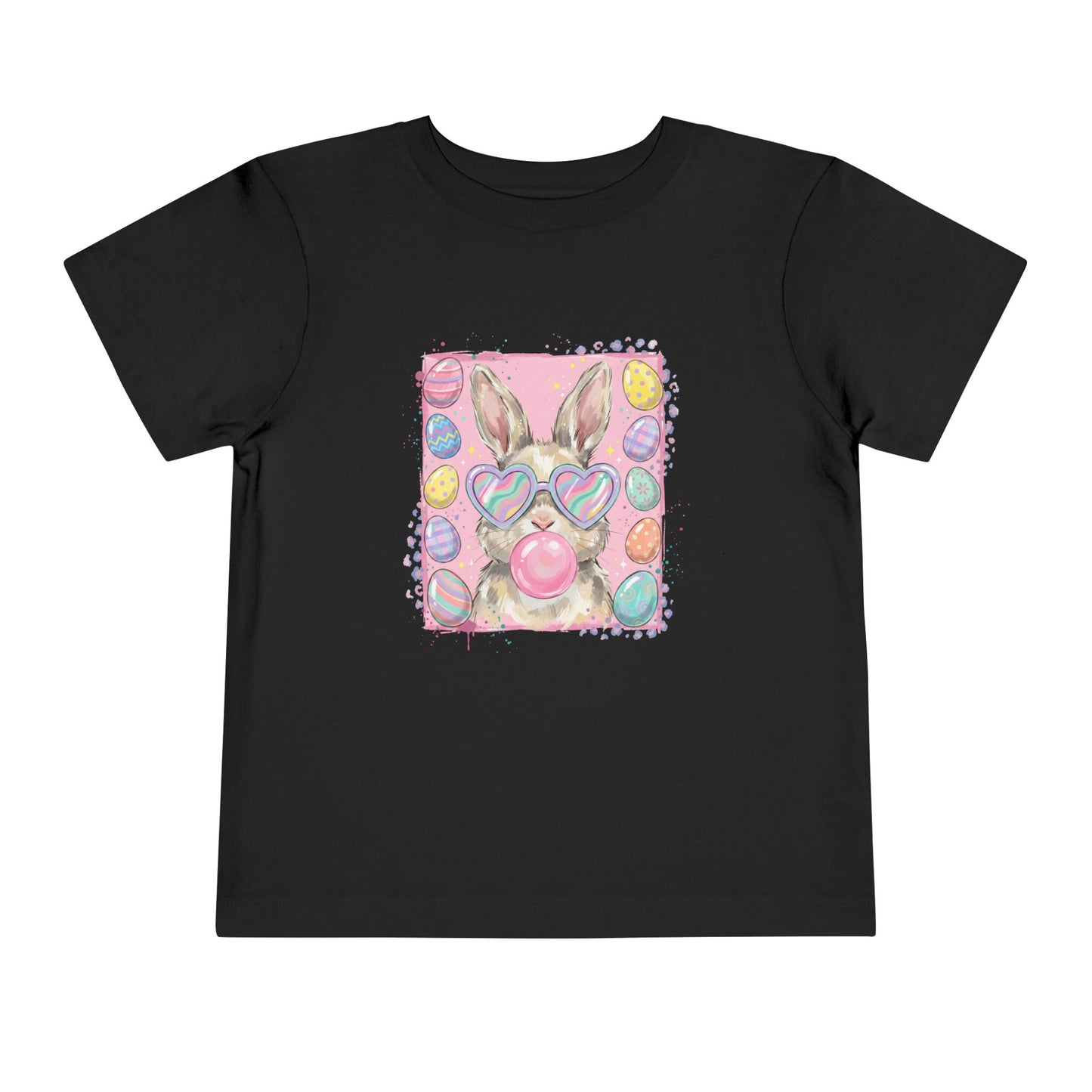 Toddler Tee — Pastel Bunny with Heart Sunglasses & Bubbles Cute Kids Shirt