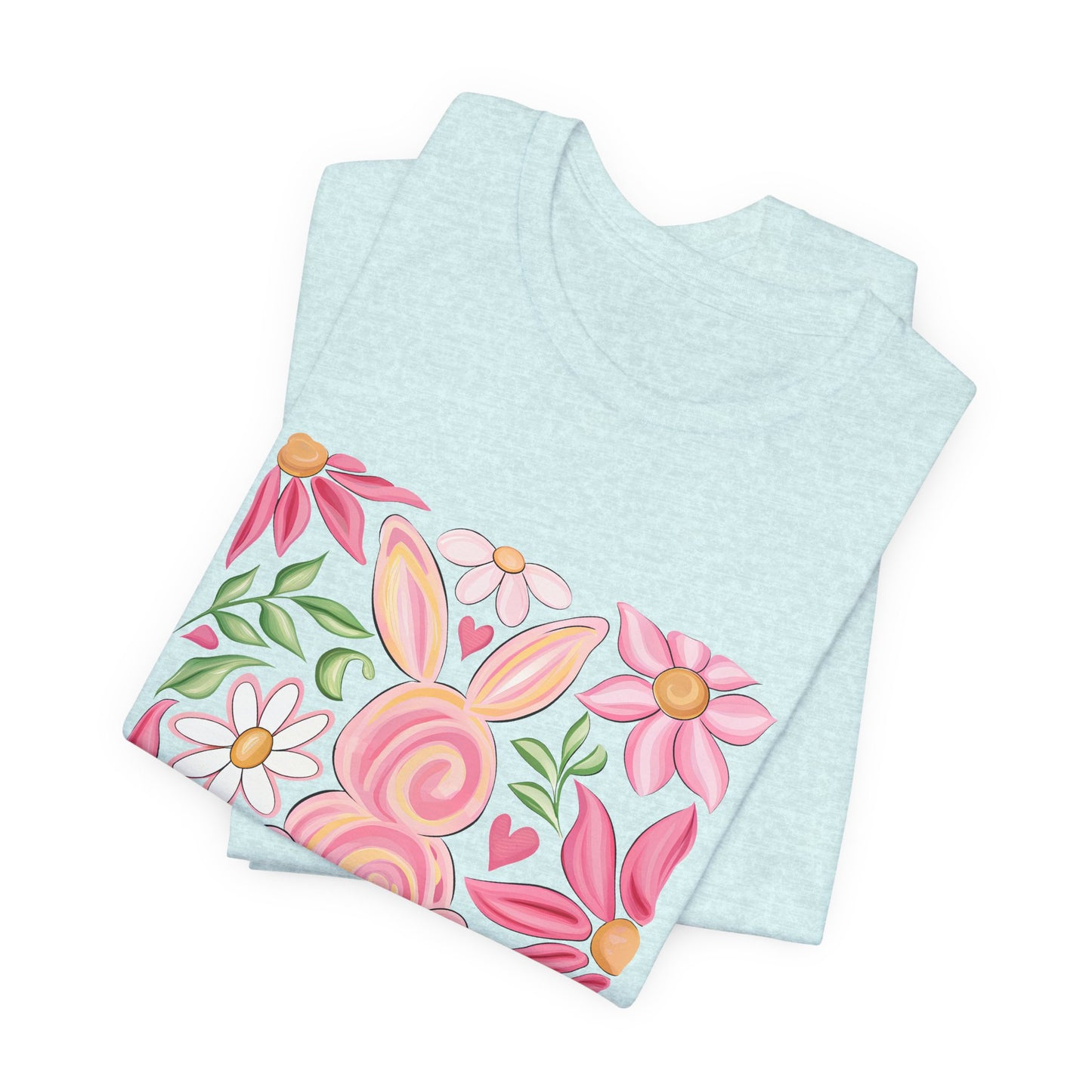 Easter Floral Bunny T-Shirt — "Happy Easter" Pastel Spring Tee
