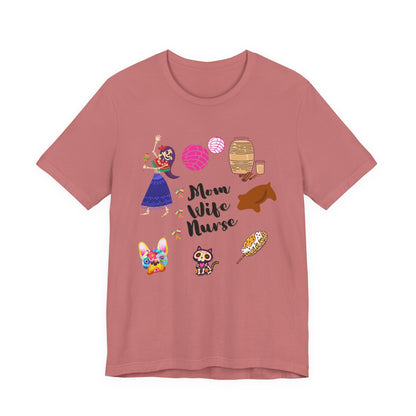 Mom Wife Nurse T‑Shirt — Cute Nurse Life Graphic Tee