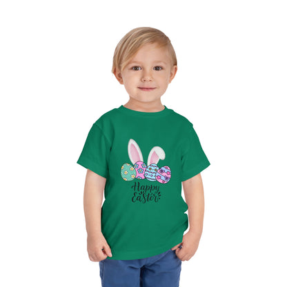 Toddler Tee - Happy Easter Bunny Ears & Colorful Eggs