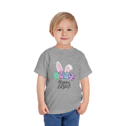 Toddler Tee - Happy Easter Bunny Ears & Colorful Eggs