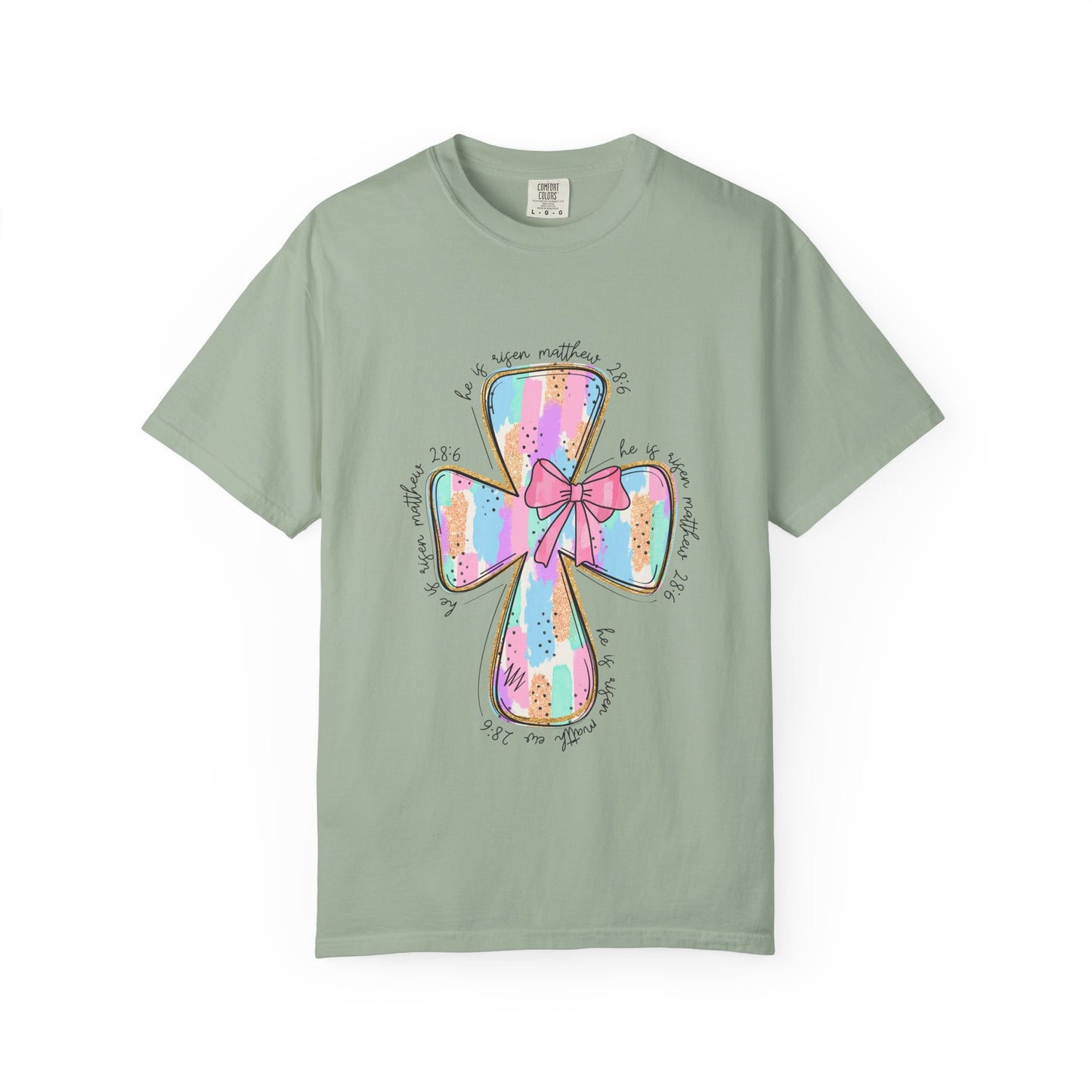 Pastel Cross T-Shirt with Bow — Faith Graphic Tee