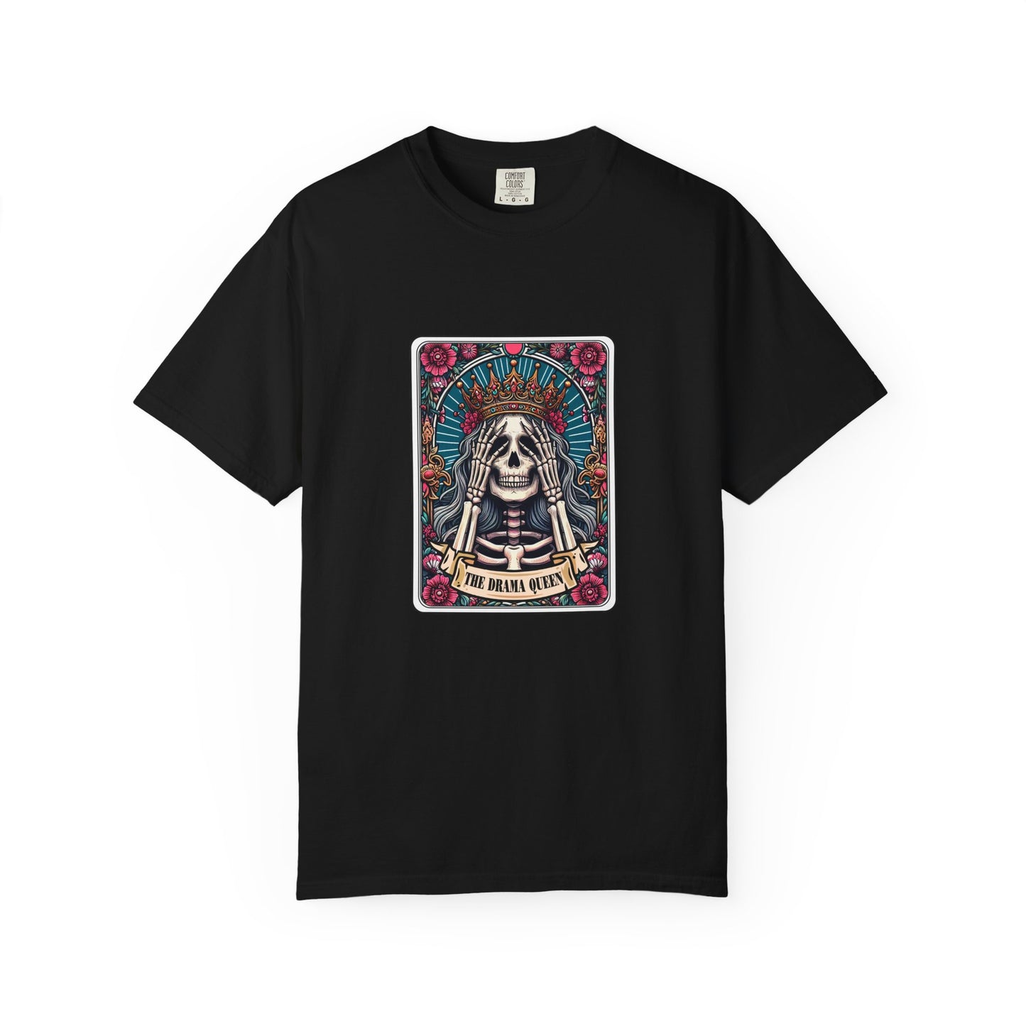 Skeleton Queen Graphic T-Shirt – Gothic Skull Floral Tee