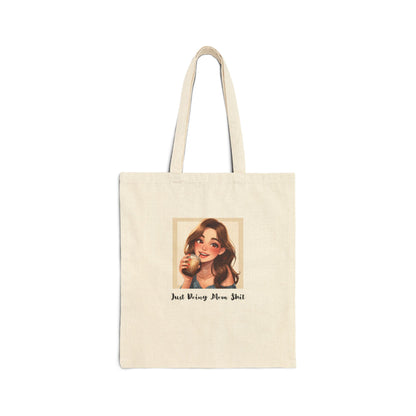 Tote Bag — 'Just Doing Mom Shit' Cotton Canvas Tote