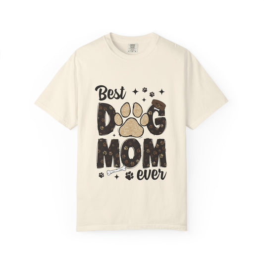 Dog Mom T-Shirt — "Best Dog Mom Ever" Paw Print Tee