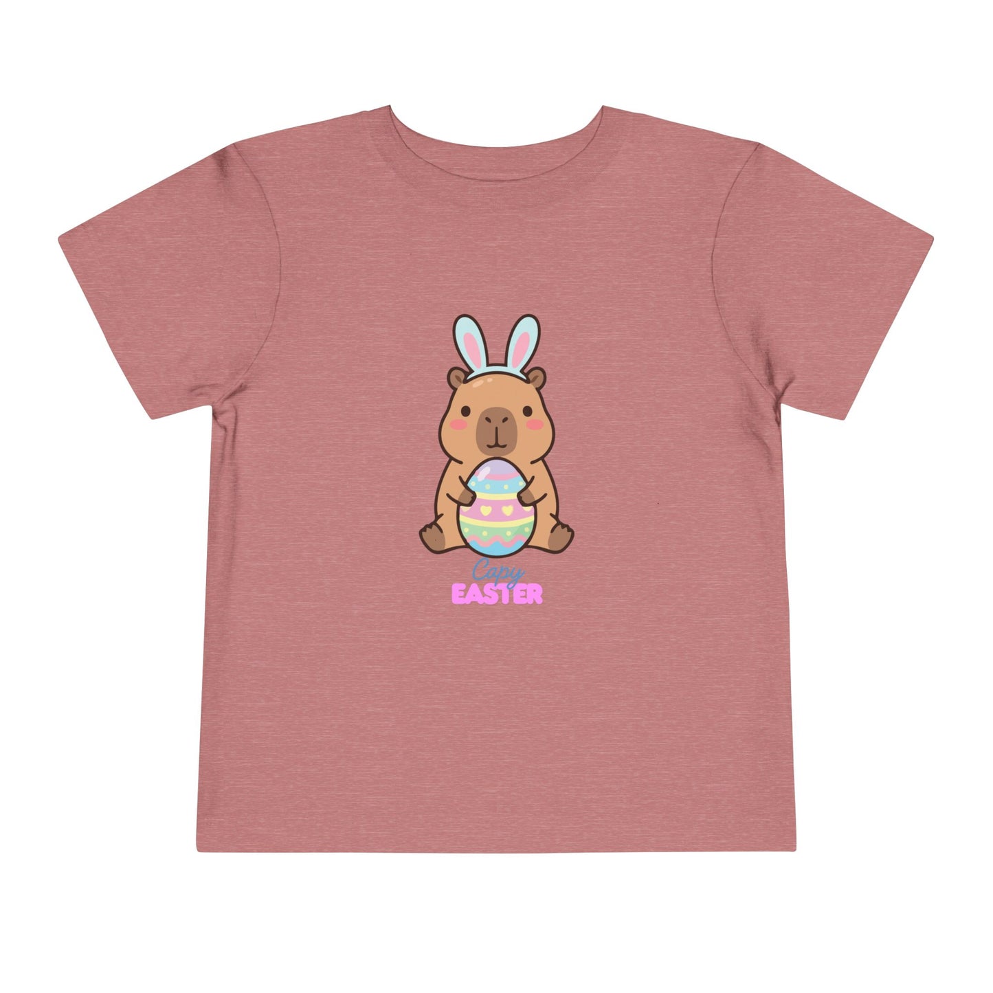 Toddler Tee — Cute Capybara Holding Easter Egg | "Happy Easter" Kids Shirt