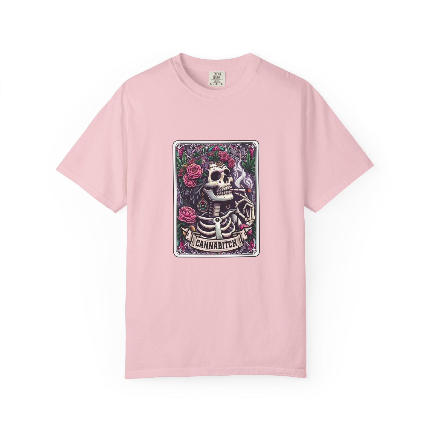 T‑Shirt — 'Cannabitch' Skull & Roses Graphic Tee