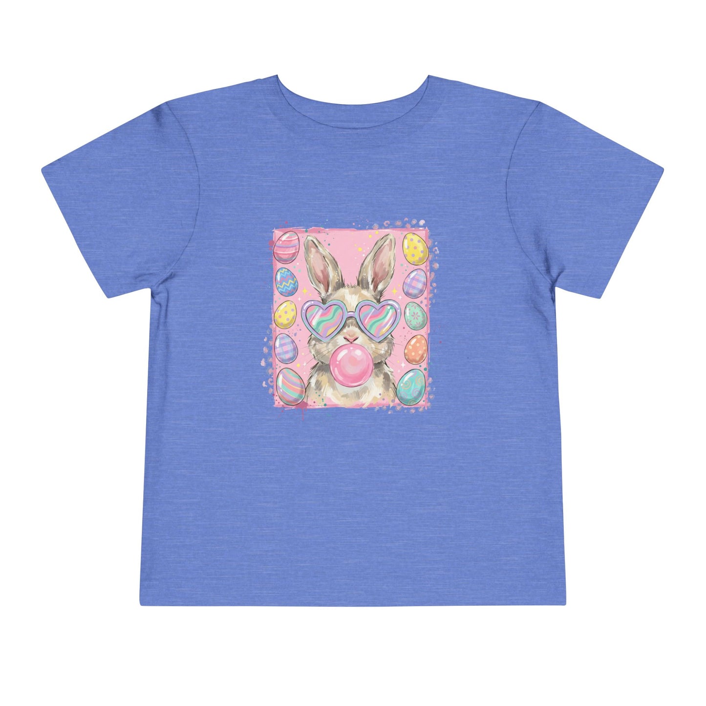 Toddler Tee — Pastel Bunny with Heart Sunglasses & Bubbles Cute Kids Shirt
