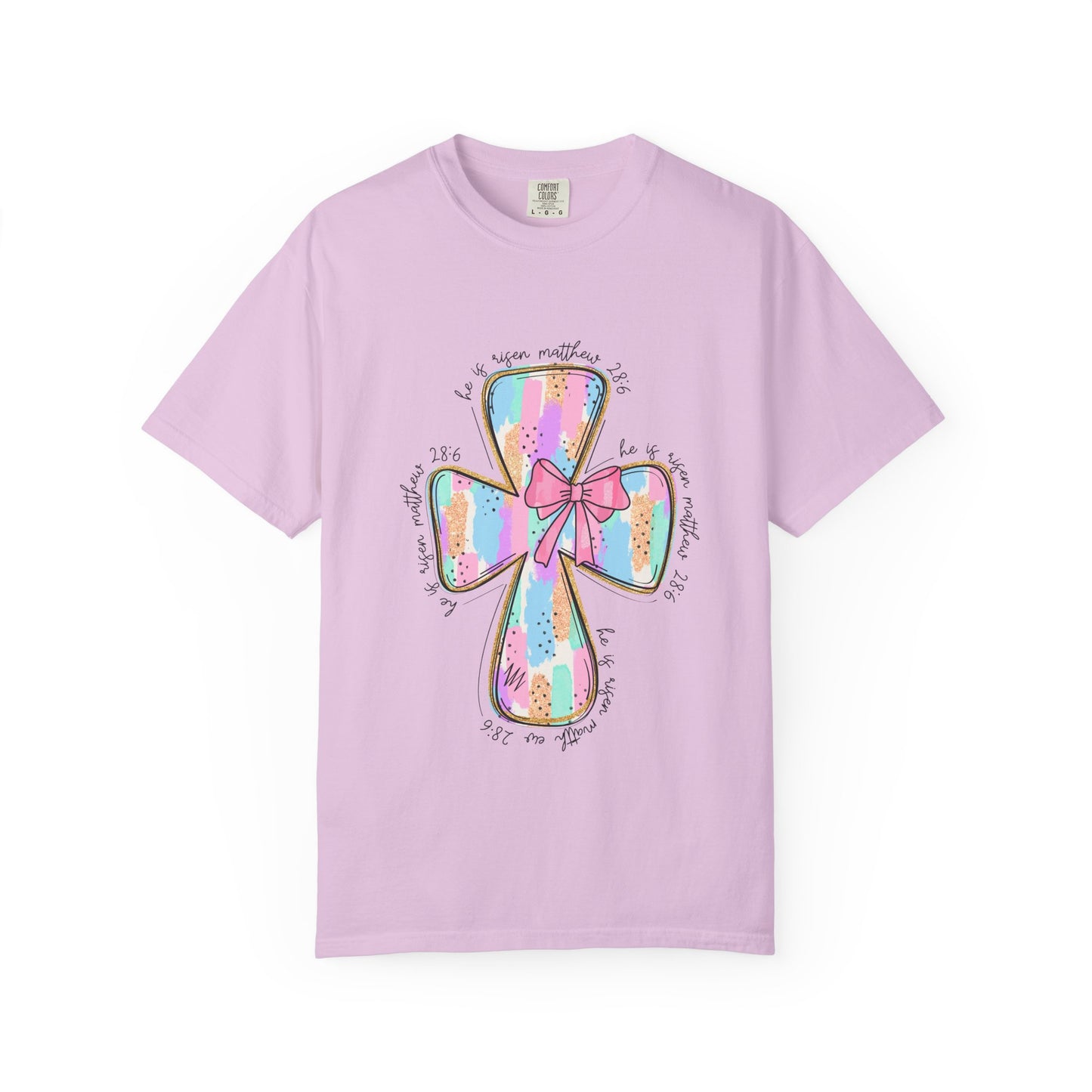 Pastel Cross T-Shirt with Bow — Faith Graphic Tee