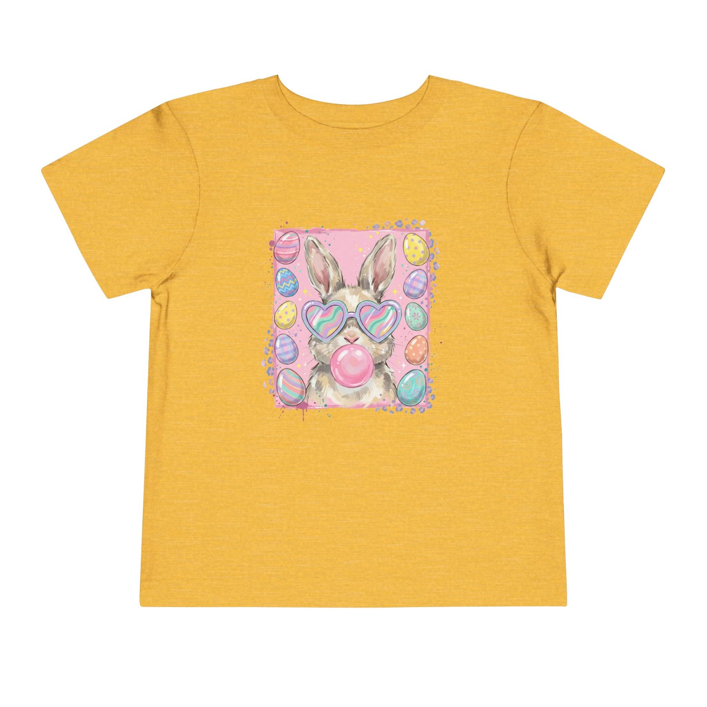 Toddler Tee — Pastel Bunny with Heart Sunglasses & Bubbles Cute Kids Shirt