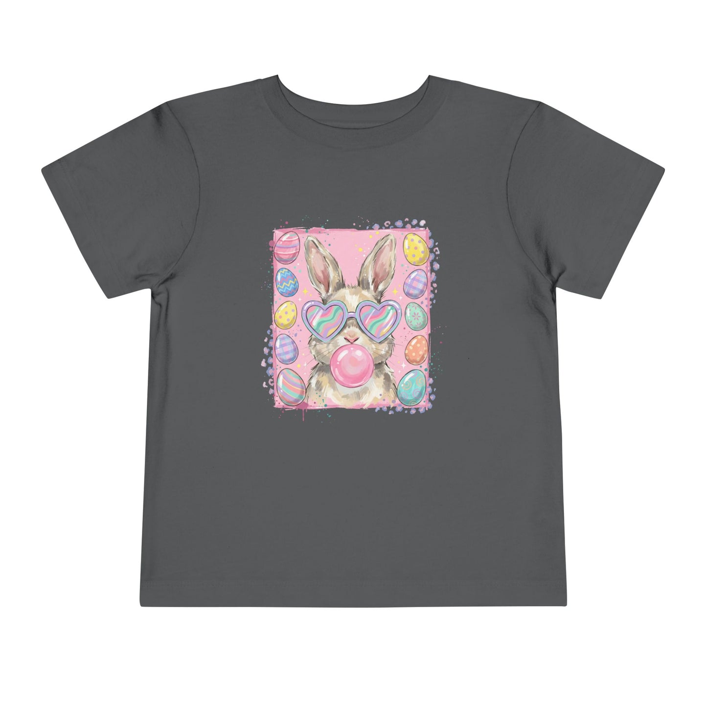 Toddler Tee — Pastel Bunny with Heart Sunglasses & Bubbles Cute Kids Shirt