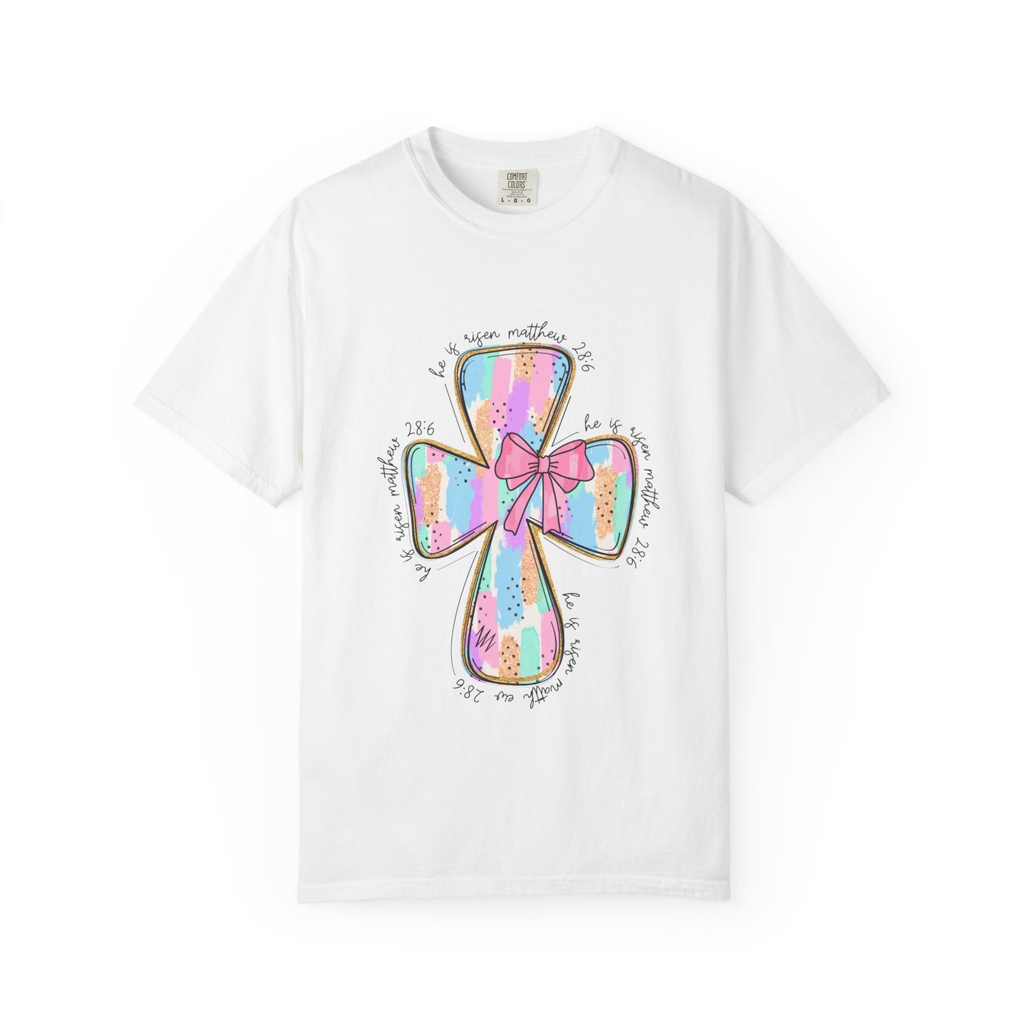 Pastel Cross T-Shirt with Bow — Faith Graphic Tee