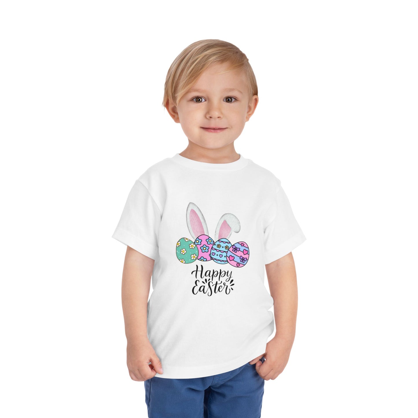 Toddler Tee - Happy Easter Bunny Ears & Colorful Eggs