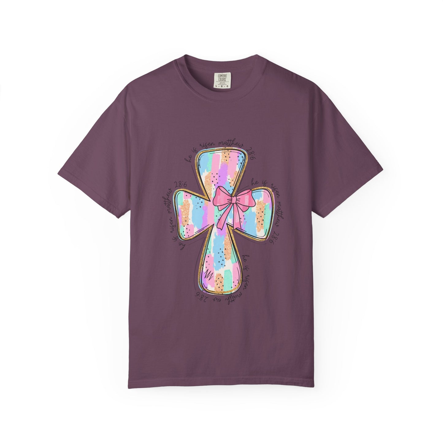 Pastel Cross T-Shirt with Bow — Faith Graphic Tee