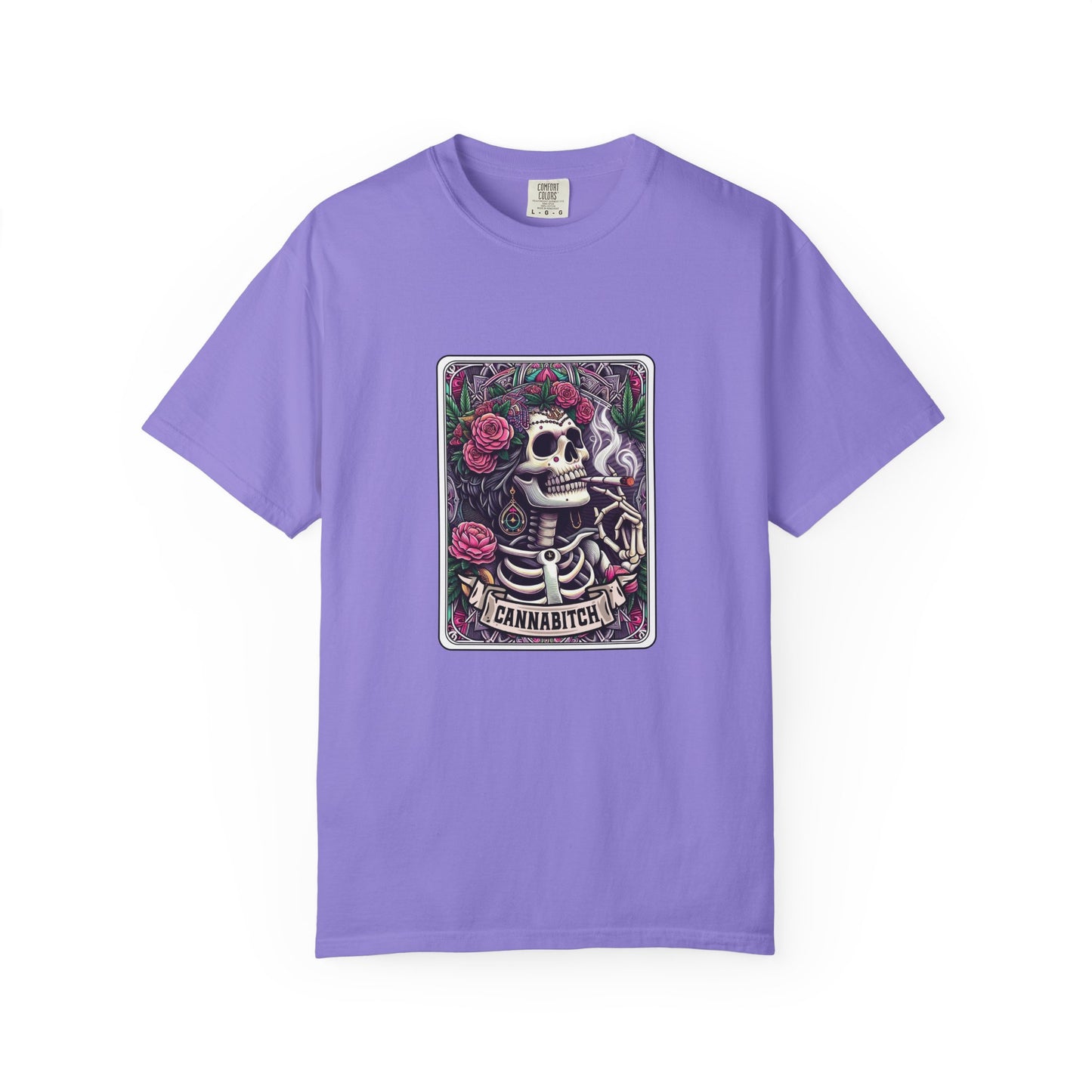 T‑Shirt — 'Cannabitch' Skull & Roses Graphic Tee